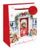 Set of 6 Large Christmas Gift Bags with Ribbon Handle & Tag Mixed Designs 13x10