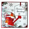 Pack of 12 Scenic Square Christmas Cards - Robins and Holly with Red Foil