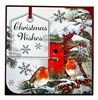 Pack of 12 Scenic Square Christmas Cards - Robins and Holly with Red Foil