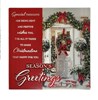 Pack of 12 Square Scenic Christmas Cards - Wreaths on Front Doors with Red Foil