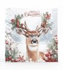 Pack of 12 Square Christmas Cards - Santa Father Christmas and Deer with Berries