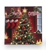 Pack of 12 Square Christmas Cards - Xmas Tree Stockings Candles in Snow Glitter