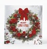 Pack of 12 Traditional Scenic Christmas Cards - Xmas Tree & Holly Wreath Glitter