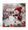 Pack of 12 Scenic Square Christmas Cards - Boys Building Snowman with Glitter