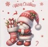 Pack of 12 Square Christmas Cards - Santa Bearded Gnome Nordic Gonk & Glitter