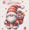 Pack of 12 Square Christmas Cards - Santa Bearded Gnome Nordic Gonk & Glitter