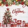 Pack of 12 Square Glitter Christmas Cards - Christmas Tree Presents & Robins
