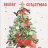 Pack of 12 Square Glitter Christmas Cards - Christmas Tree Presents & Robins