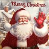 Pack of 12 Square Glitter Christmas Cards - Jolly Santa Father Christmas