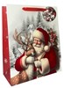 Set of 6 Large Christmas Gift Bags with Ribbon Handle & Tag Mixed Designs 13x10