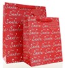 Set of 6 Christmas Gift Bags with Handle & Tag - Red Silver Glitter From Santa