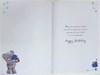 Uncle Birthday Card - Bear with Blue Presents Stars and Gold Foil 9x6"