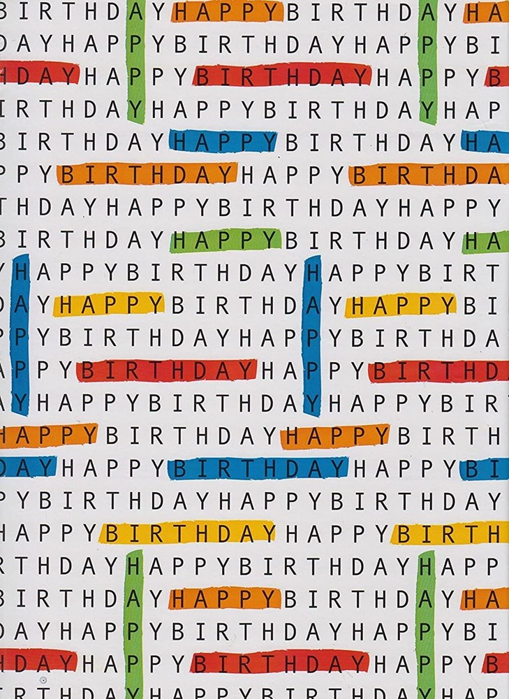 6m Gift Wrapping Paper Roll 2 x 3m Happy Birthday Crossword