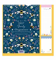 2027 Family Organiser Calendar 5 Column Memo Pad & Shopping List - Bees Flowers