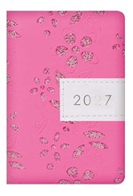 2027 Small Pocket Week To View Diary Leather Effect Glitter Floral - Pink