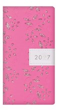 2027 Slim Week To View Fashion Diary - Leather Effect Glitter Floral - Pink