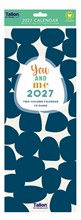 2027 Slim Month To View Spiral Bound 2 Column Wall Calendar - Blue & Green