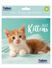 2027 Spiral Bound Wiro Flip Desk Top Cat Photo Calendar - Cute Kittens