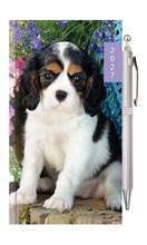 2027 Slim Week To View Hardback Dog Diary with Pen - Puppy