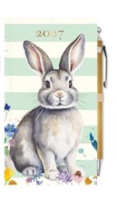 2027 Slim Week To View Hardback Diary & Pen - Rabbit and Wild Flowers