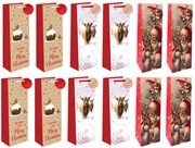 Set of 12 Christmas Wine Bottle Gift Bags with Tags - Traditional & Contemporary