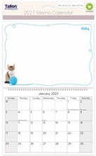2027 Spiral Bound Memo Board Calendar & Write On Wipe Off Pen - Cats