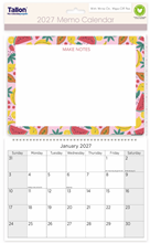 2027 Spiral Bound Memo Board Calendar & Write On Wipe Off Pen - Fruit