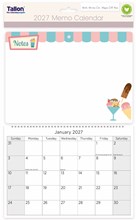 2027 Spiral Bound Memo Board Calendar & Write On Wipe Off Pen - Ice Cream
