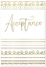 Open Acceptance Card & Envelope - White with Gold Foil Pattern & Text 7.75x5.25"