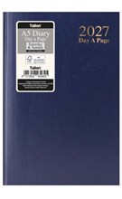 2027 A5 Page a Day Hardback Diary with Full Page Saturday Sunday - Blue