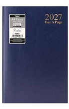 2027 A4 Page a Day Hardback Diary with Full Page Saturday Sunday - Blue