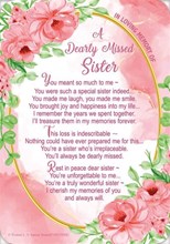 Loving Memory Graveside Memorial Card - Sister Pink Flowers 6x4"