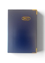 2027 Pocket Week To View PVC Leather Effect Diary With Metal Corners - Blue