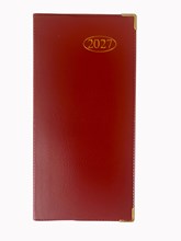 2027 Slim Week To View PVC Leather Effect Diary with Metal Corners - Red