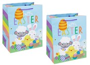 2 x Large Happy Easter Gift Bags Chick Bunny Lamb with decorated Eggs 13"x10.5"
