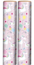 6m Children's Gift Wrapping Paper Roll 2x3m Birthday Pink Unicorn Balloons