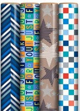 12m Male Mixed Gift Wrapping Paper - 4 x 3m Roll's - Boy's Birthday Generic