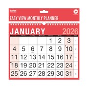 2026 A4 Landscape Easy Month To View Spiral Bound Wall Planner Calendar