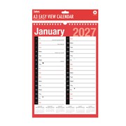 2027 A3 Extra Wide 2 Column Month To View Spiral Bound Wall Planner Calendar