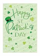 Happy St Patrick's Day Card - Green Hat and Clovers with Green Foil 7.5x5.25"