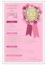 2026 65th Female Birthday Card - 1961 Was A Special Year - Age 65 Pink 9x6
