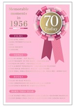 2026 70th Female Birthday Card - 1956 Was A Special Year - 70 Pink 9x6"