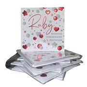 Multi Pack 36 Ruby 40th Wedding Anniversary Party Card Invitations & Envelopes