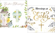 Pack of 8 Religious Blessings Easter Cards 2 Designs - Floral Black Gold Cross