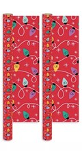 8m (2x4m) Modern Christmas Gift Wrapping Paper Roll Red with Coloured Lights