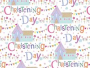 Unisex Christening Gif Wrapping Paper - 1 Sheet & Matching Gift Tag