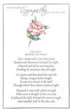 Sympathy Condolence Card with Insert - Pink Rose and Silver Foil Poem Verse 9x6