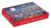 Box of 12 Large Christmas Cards - Santa and Sleigh Illuminated Houses Gold Foil