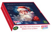 Box Of 12 Scenic Premium Inserted Christmas Cards - Santa Claus & Snowflakes