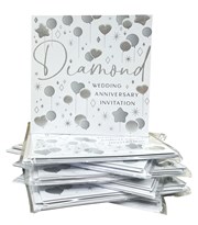 Multi Pack 36 Diamond 60th Wedding Anniversary Party Card Invitation & Envelopes
